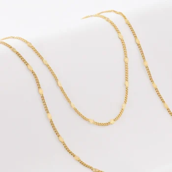 Cadena Cubana Destellos Sol 45 cm en Oro Laminado 18k | Qurimaki
