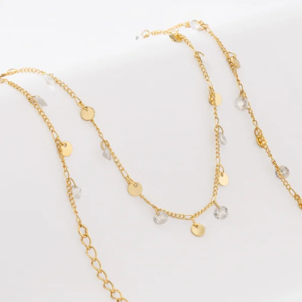 Cadena Cubana con Circonias 45 cm en Oro Laminado 18k | Qurimaki