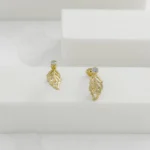 Arete Hoja con Circonia de 1.7 cm en Oro Laminado de 18k | Qurimaki