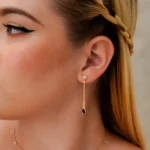 Arete Long Blue en Oro Laminado de 18k | Qurimaki