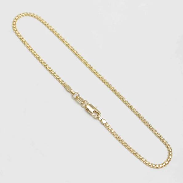 Tobillera Tejido Chino 2 mm 25 cm en Oro Laminado de 18k | Qurimaki