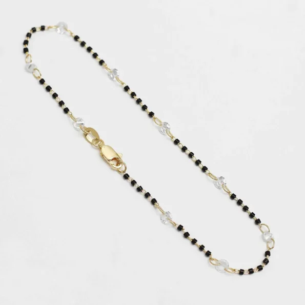 Tobillera Circonia Bicolor 24.5 cm en Oro Laminado de 18k | Qurimaki