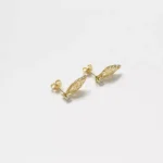 Arete Hoja con Circonia de 1.7 cm en Oro Laminado de 18k | Qurimaki