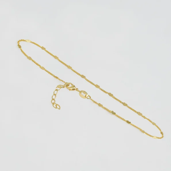 Tobillera Cubana Love 23 cm + Extensor en Oro Laminado de 18k | Qurimaki