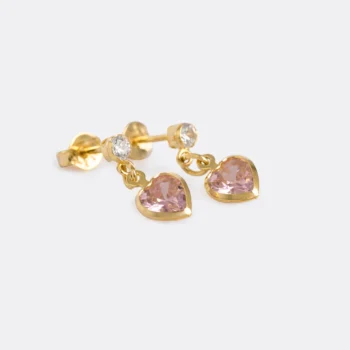Arete Corazón Circonia 1.7 cm en Oro Laminado de 18k | Qurimaki