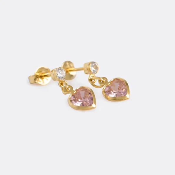 Arete Corazón Circonia 1.7 cm en Oro Laminado de 18k | Qurimaki