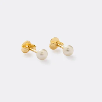 Arete Perla 4mm en Oro Laminado de 18k | Qurimaki
