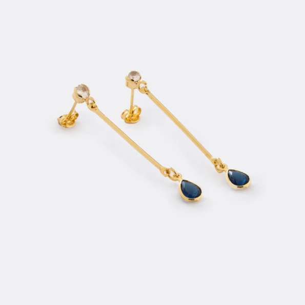 Arete Long Blue en Oro Laminado de 18k | Qurimaki