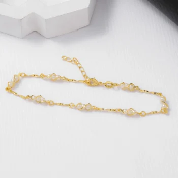 Tobillera Perla 23 cm + Extensor en Oro Laminado de 18k | Qurimaki