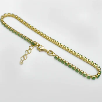 Tobillera Circonias Unisex 22 cm + Extensor en Oro Laminado de 18k | Qurimaki