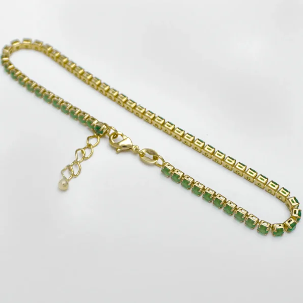 Tobillera Circonias Unisex 22 cm + Extensor en Oro Laminado de 18k | Qurimaki